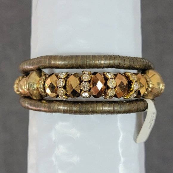 Bundle / Lot of 3 Womens Bracelets Metal Cuff Beaded Expandable Fashion Jewelry - Picture 3 of 7